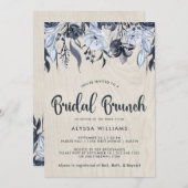 暗い花柄および白い木|花嫁のブランチ 招待状 (正面/裏面)