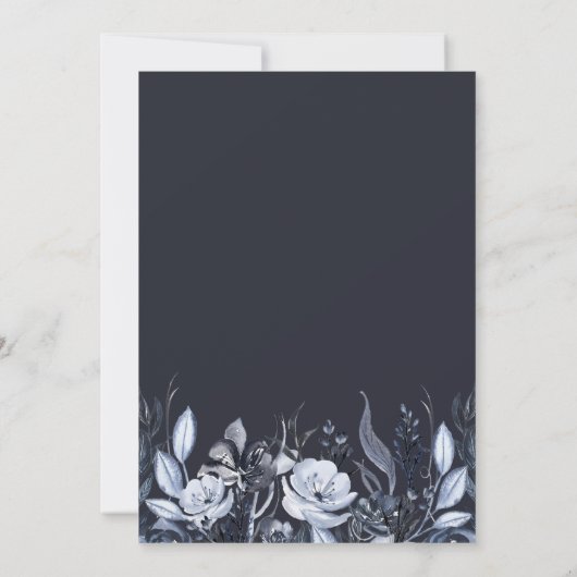 暗い花柄|のモダンな水彩画のブライダルのブランチ 招待状 (裏面)