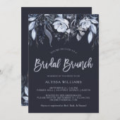 暗い花柄|の水彩画の青い花嫁のブランチ 招待状 (正面/裏面)