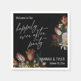 暗い花模様がパーティー歓迎の後ずっと幸せに スタンダードカクテルナプキン