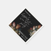 暗い花模様がパーティー歓迎の後ずっと幸せに スタンダードカクテルナプキン (角)