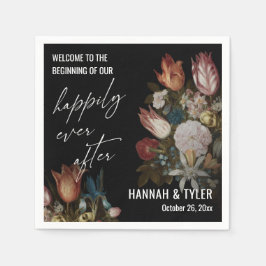 暗い花模様が始まって幸せに スタンダードカクテルナプキン