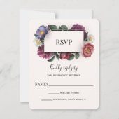 暗い花模様の返信カード (正面)