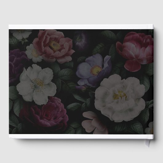 暗い花模様モダン結婚式招待状 ゲストブック (裏面)