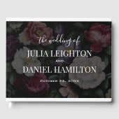 暗い花模様モダン結婚式招待状 ゲストブック (正面)