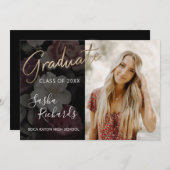 暗い花模様卒業発表 案内状 (正面/裏面)