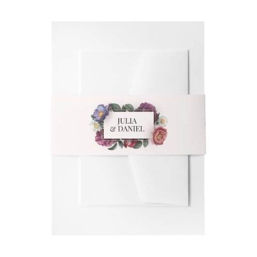 暗い花模様 招待状ベリーバンド (正面例)