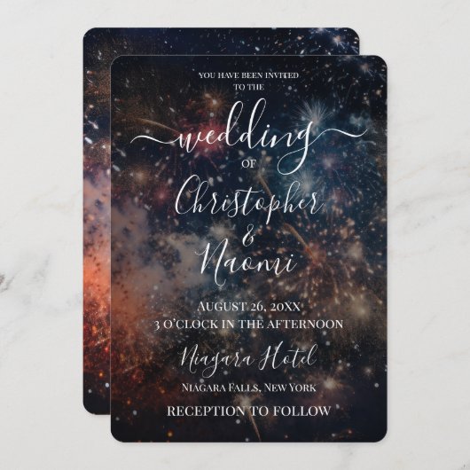 暗い花火を作成すカラフルる 招待状 (正面/裏面)