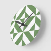 暗い草色の幾何学的なDecoの立方体パターン ラウンド壁時計 (傾斜)