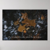 暗い葉海にオークの木やドングリ ポスター (正面)