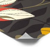 暗い葉背景にある漫画の花や花 ポスター (角)