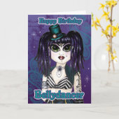 暗い融合のベリーダンサーのバースデー・カード カード (黄色い花)