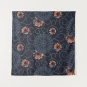 暗い装飾された円のヴィンテージシームレス タペストリー (正面(横))