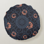 暗い装飾された円のヴィンテージシームレス ラウンドクッション (裏面)