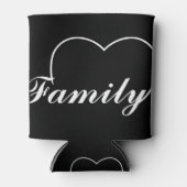 暗い製品の白のファミリーハート 缶クーラー (正面)