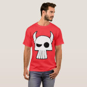 暗い角および白いTの漫画のスカルのデザイン Tシャツ (正面フル)