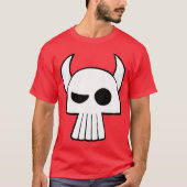 暗い角および白いTの漫画のスカルのデザイン Tシャツ (正面)