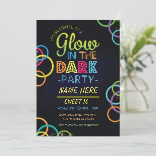 暗い誕生会の招待の菓子16の白熱 招待状 (スタンド正面)