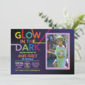 暗い誕生日で輝くダ絵を描ンスパーティー写真 招待状 (スタンド正面)