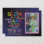 暗い誕生日で輝くダ絵を描ンスパーティー写真 招待状 (正面/裏面)