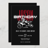 暗い誕生日のオートバイをグロー 招待状 (正面/裏面)