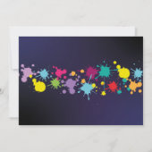 暗い誕生日のネオンペンキのパーティーの写真の白熱 招待状 (裏面)