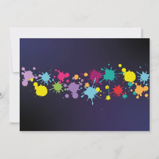 暗い誕生日のネオンペンキのパーティーの写真の白熱 招待状 (裏面)