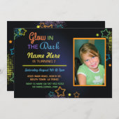 暗い誕生日の写真の招待の子供のパーティーの白熱 招待状 (正面/裏面)