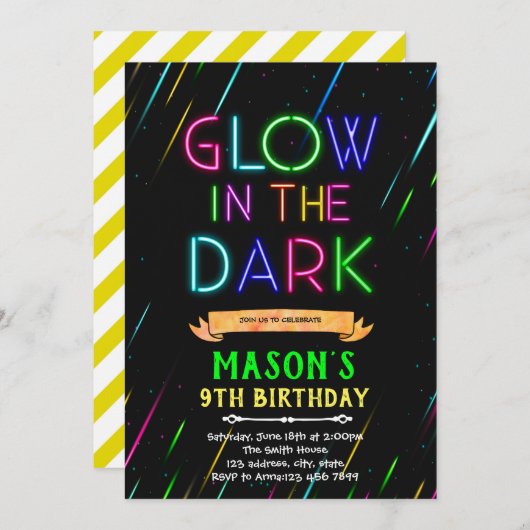 暗い誕生日の招待で輝く 招待状 (正面/裏面)