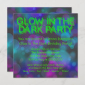 暗い誕生日パーティーでネオンが輝く 招待状 (正面/裏面)