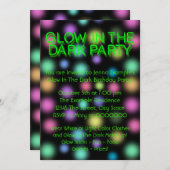 暗い誕生日パーティーでネオンが輝く 招待状 (正面/裏面)
