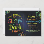 暗い誕生日パーティーで輝く招待状のパーティー 招待状 (正面)