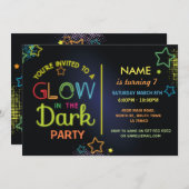 暗い誕生日パーティーで輝く招待状のパーティー 招待状 (正面/裏面)