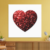 暗い赤いハートフェイクグリッター キャンバスプリント (インサイチュ (リビング))