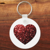 暗い赤いハートフェイクグリッター キーホルダー (裏面)
