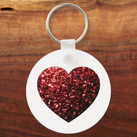 暗い赤いハートフェイクグリッター キーホルダー (裏面)