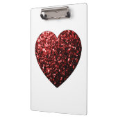 暗い赤いハートフェイクグリッター クリップボード (左)