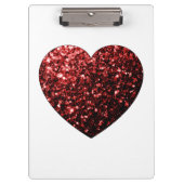 暗い赤いハートフェイクグリッター クリップボード (正面)