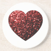 暗い赤いハートフェイクグリッター コースター (正面)