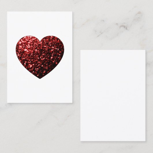 暗い赤いハートフェイクグリッター 名刺 (正面/裏面)