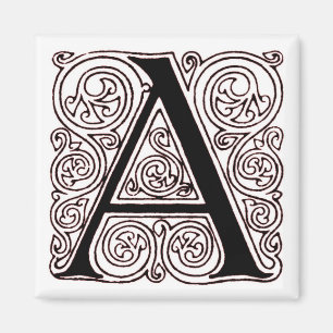 暗い赤い渦巻き形のモノグラム'A' – マグネット