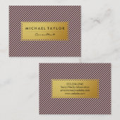 暗い赤と白ストライプ 名刺 (正面/裏面)