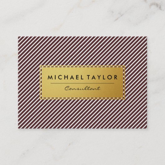 暗い赤と白ストライプ 名刺 (正面)