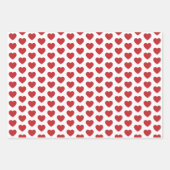 暗い赤と白ハート ラッピングペーパーシート (正面3)