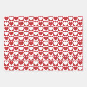 暗い赤と白ハート ラッピングペーパーシート (正面)