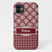 暗い赤と白フローラアールデコ Case-Mate iPhoneケース (裏面)