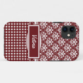 暗い赤と白フローラアールデコ Case-Mate iPhoneケース (裏面(横))