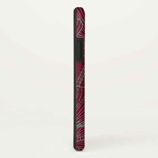 暗い赤に手描きのケシ Case-Mate iPhoneケース (裏面/右)