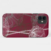 暗い赤のケースメイトiPhone CAに手描きのケシ Case-Mate iPhoneケース (裏面(横))
