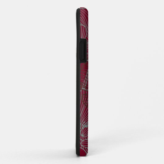 暗い赤のケースメイトiPhone CAに手描きのケシ Case-Mate iPhoneケース (裏面/右)